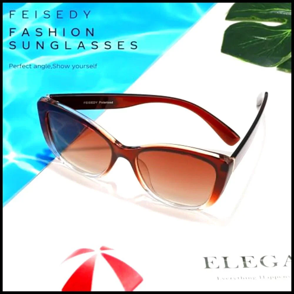 Polarized Cat Eye Sunglasses Vintage Square Frame UV400 Protection